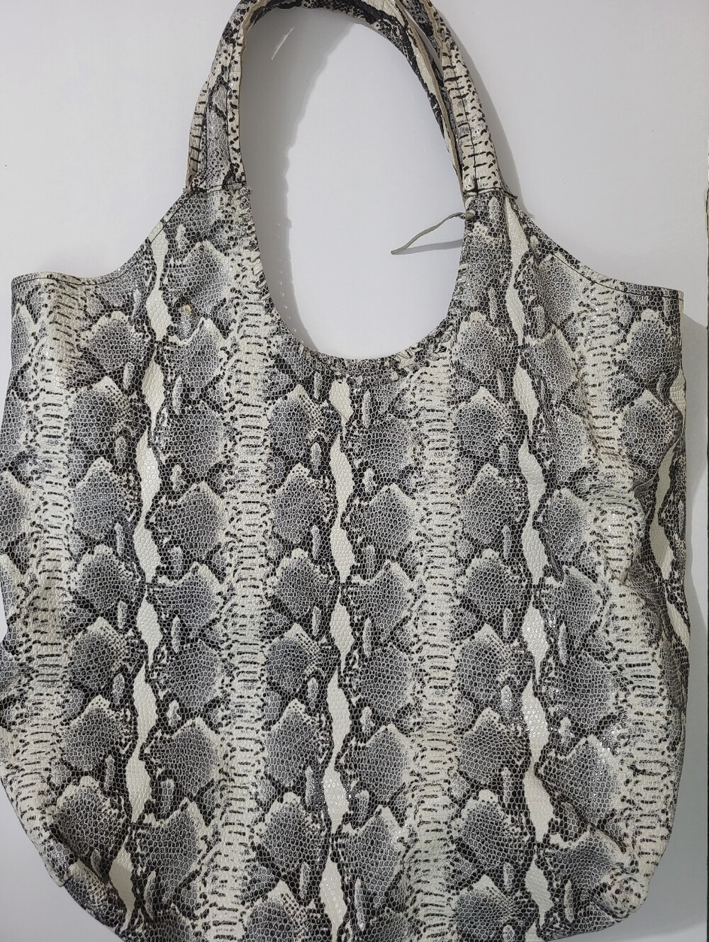 Jennifer Haley Leather Snake-Print Sophisticated Shopper Hobo Tote Bag